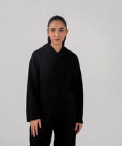 Ladies Slub Terry Hooded Sweatshirt & Trouser (Black)