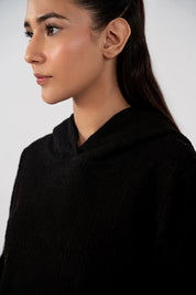 Ladies Slub Terry Hooded Sweatshirt & Trouser (Black)