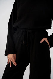 Ladies Slub Terry Hooded Sweatshirt & Trouser (Black)