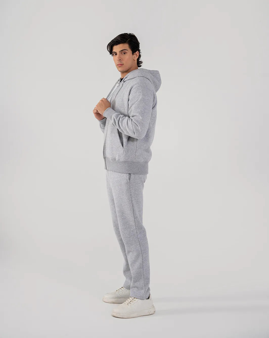 Men's Fleece Zipper Hoodie (Grey Melange)