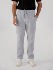 Men's Fleece Straight Cut Trousers (Grey Melange)