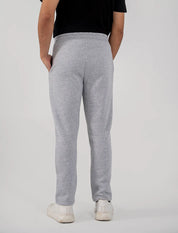 Men's Fleece Straight Cut Trousers (Grey Melange)