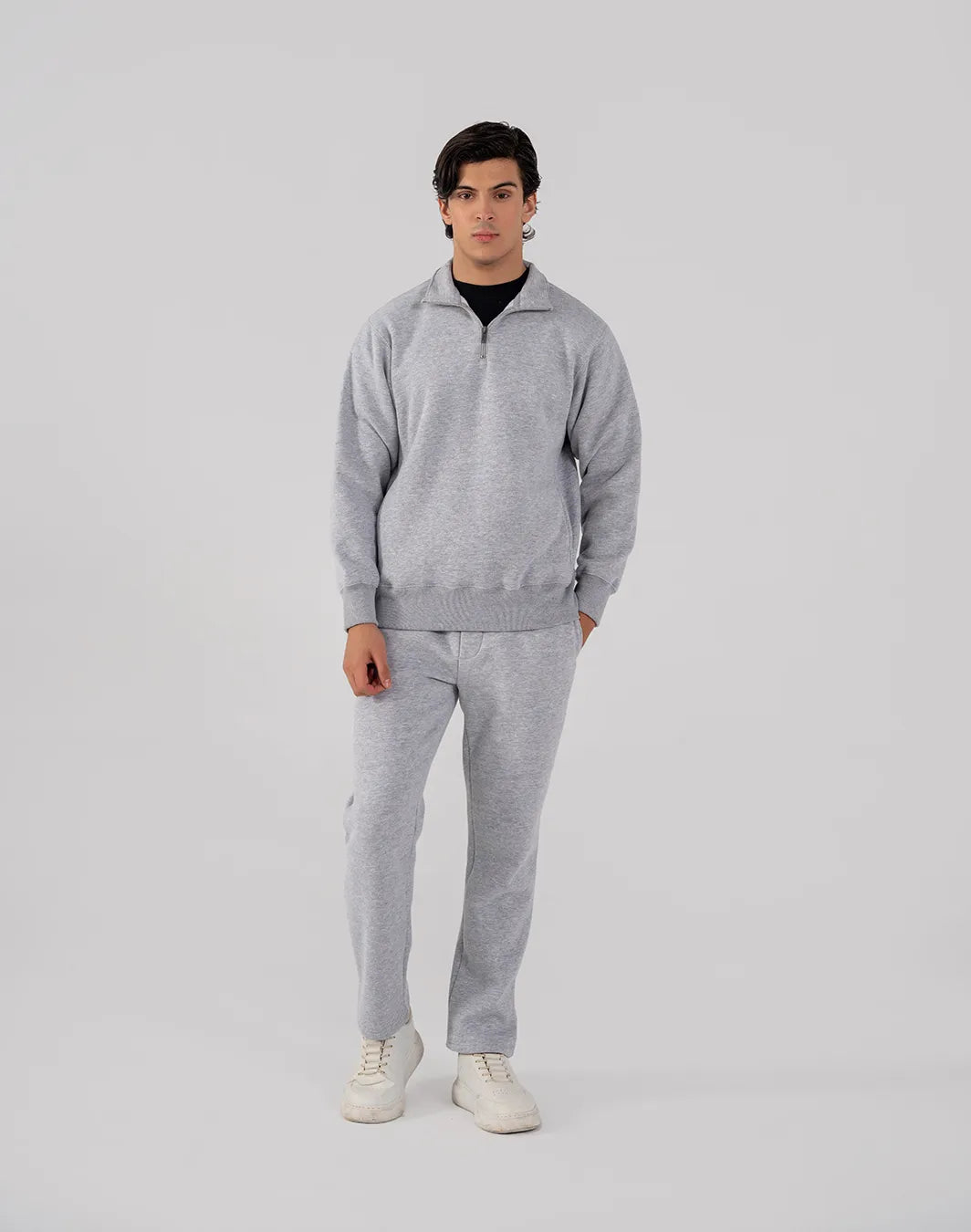 Men's Fleece Half Zipper (Grey Melange)