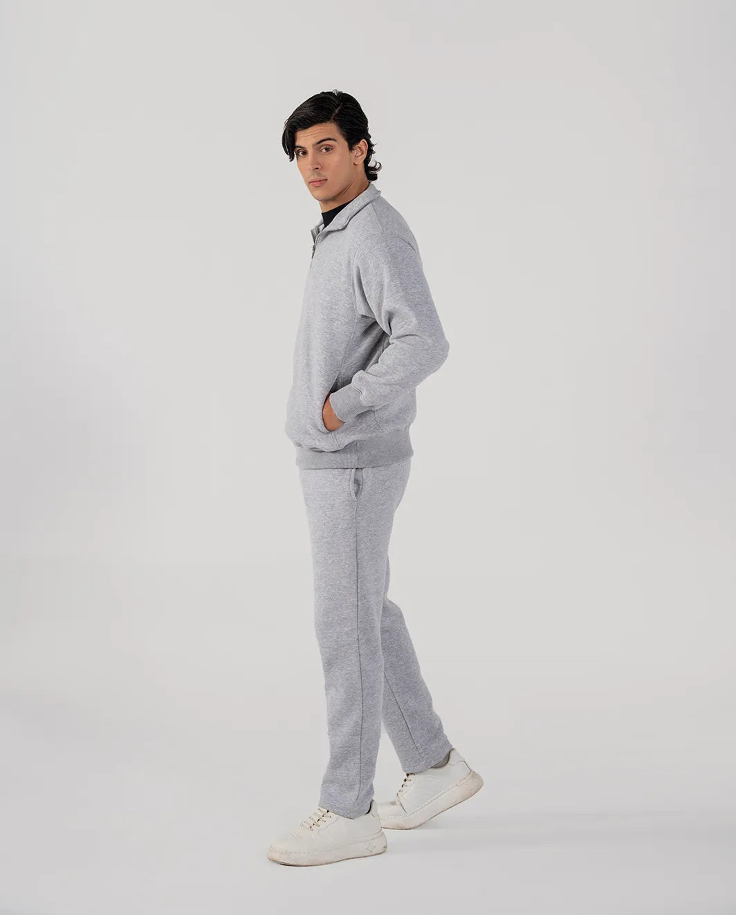 Men's Fleece Half Zipper (Grey Melange)