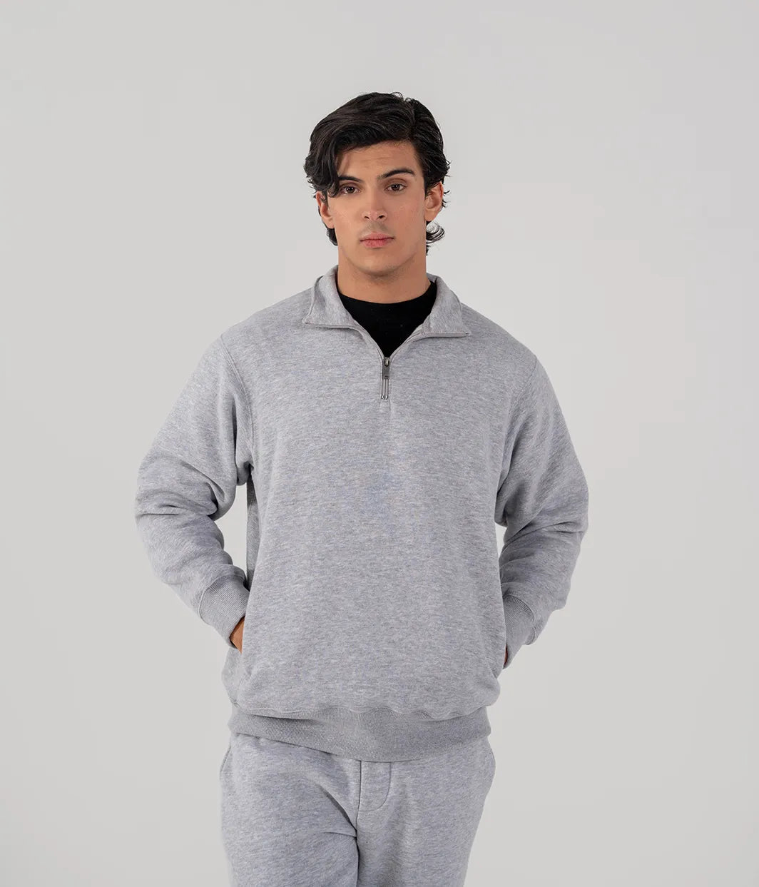 Men's Fleece Half Zipper (Grey Melange)