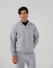 Men's Fleece Half Zipper Grey Melange