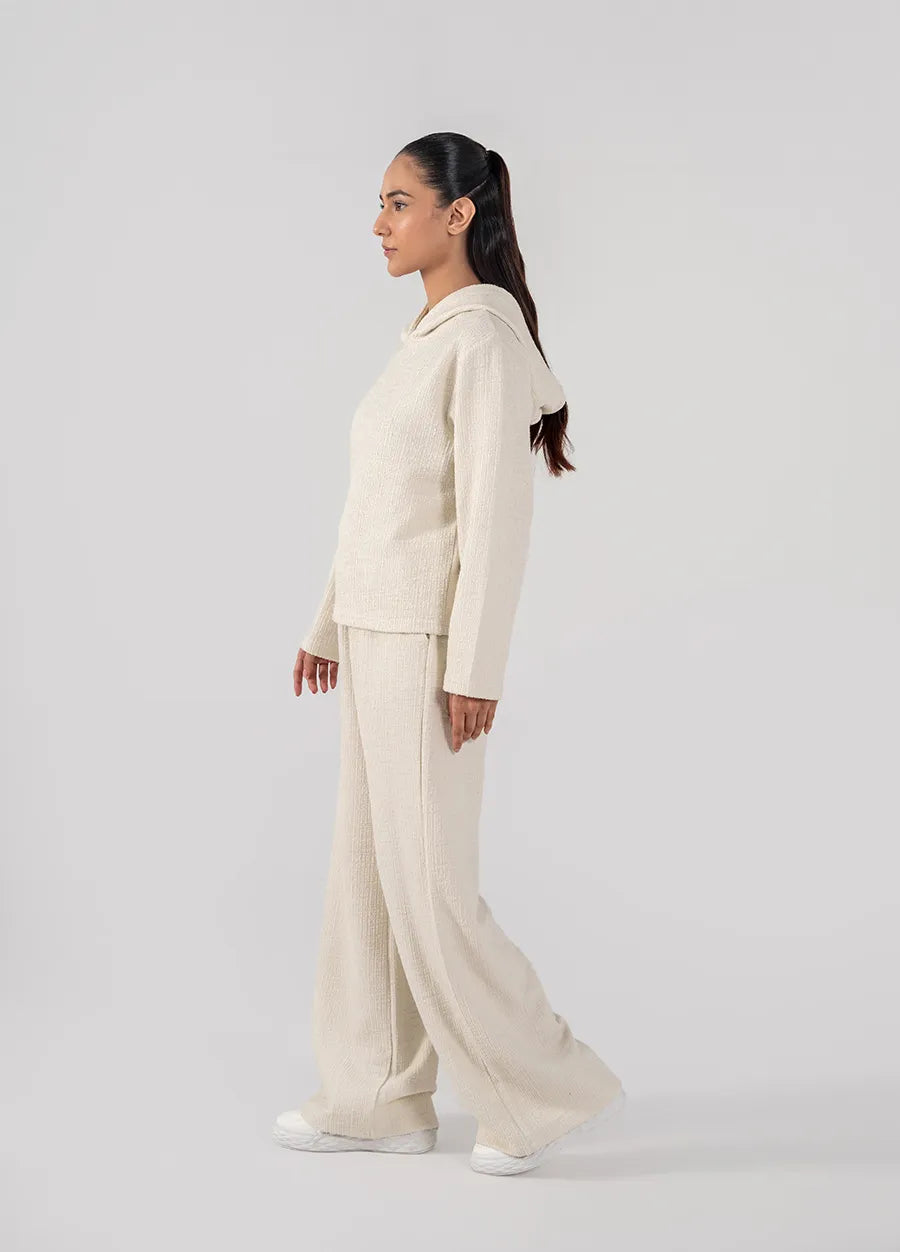 Ladies Slub Terry Hooded Sweatshirt & Trouser (Ivory)