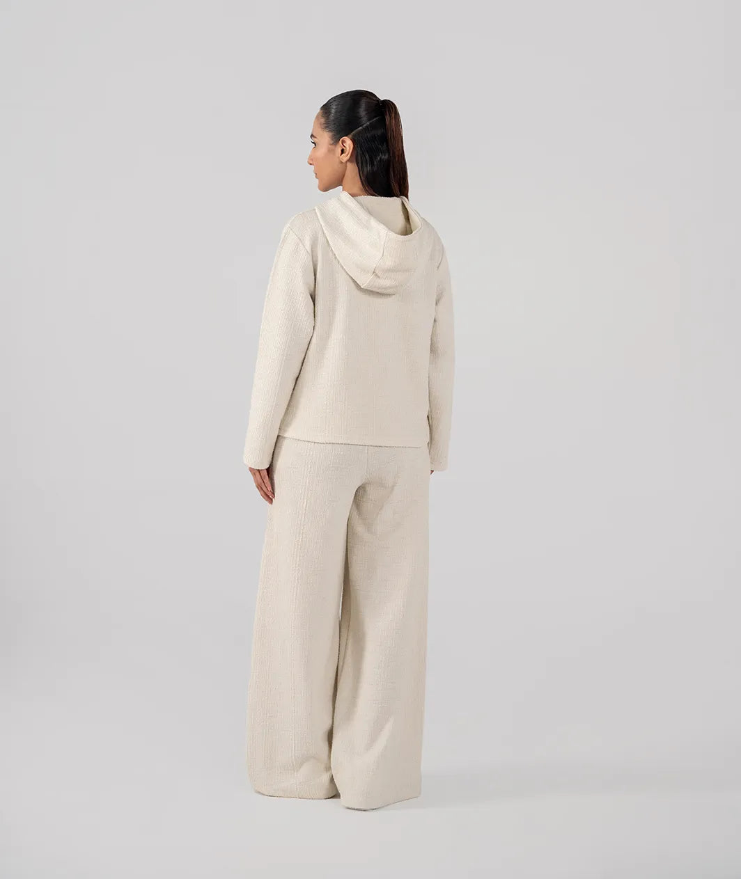 Ladies Slub Terry Hooded Sweatshirt & Trouser (Ivory)