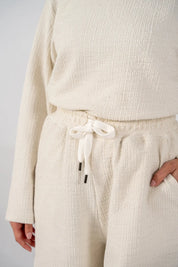 Ladies Slub Terry Hooded Sweatshirt & Trouser (Ivory)