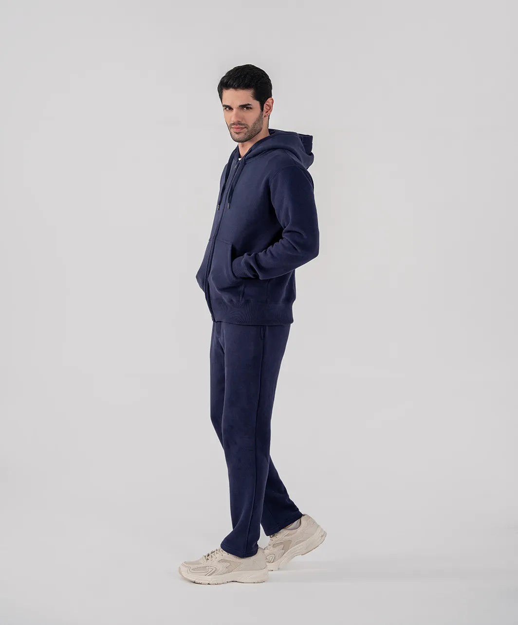 Men's Fleece Zipper Hoodie (Navy)