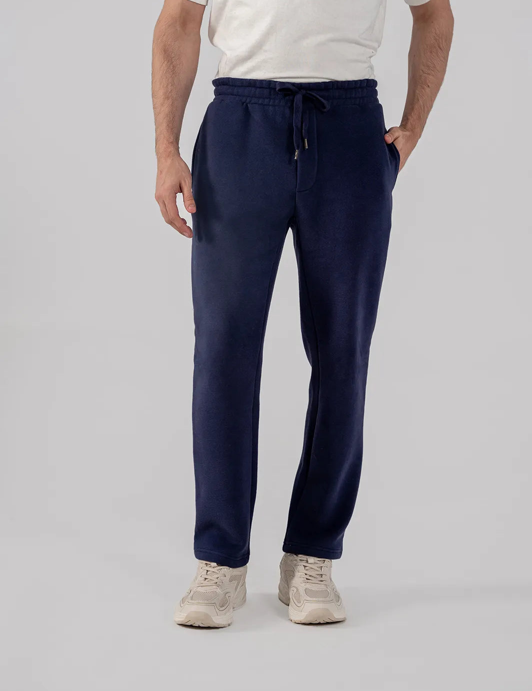 Fleece Straight Cut Trousers Navy