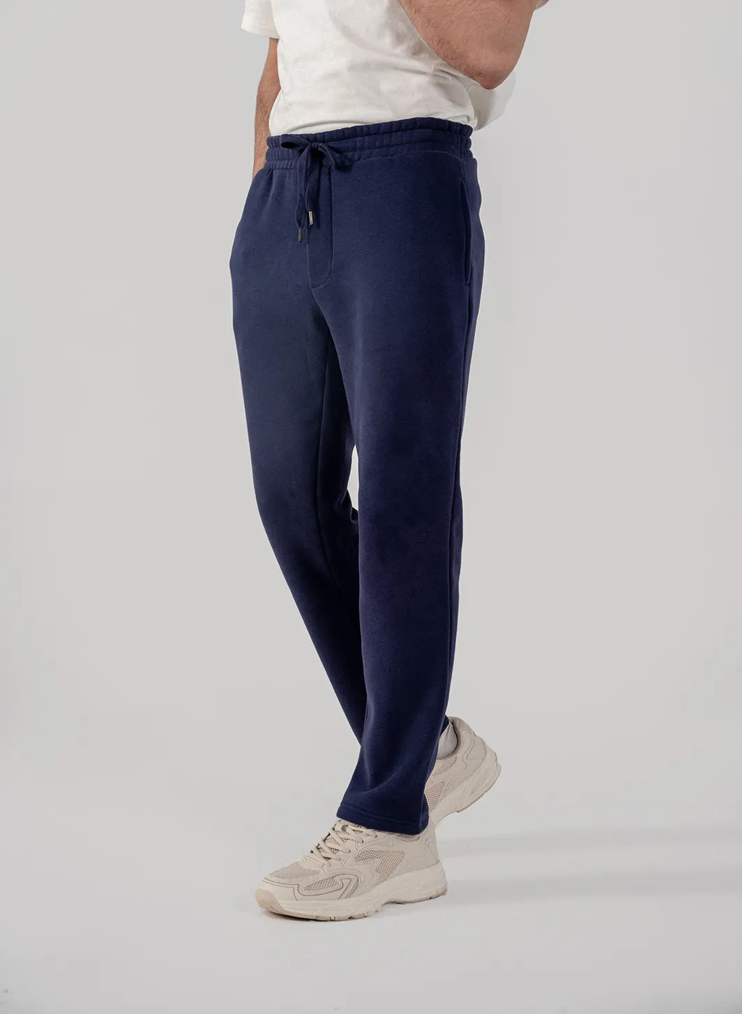 Men's Fleece Straight Cut Trousers (Navy)