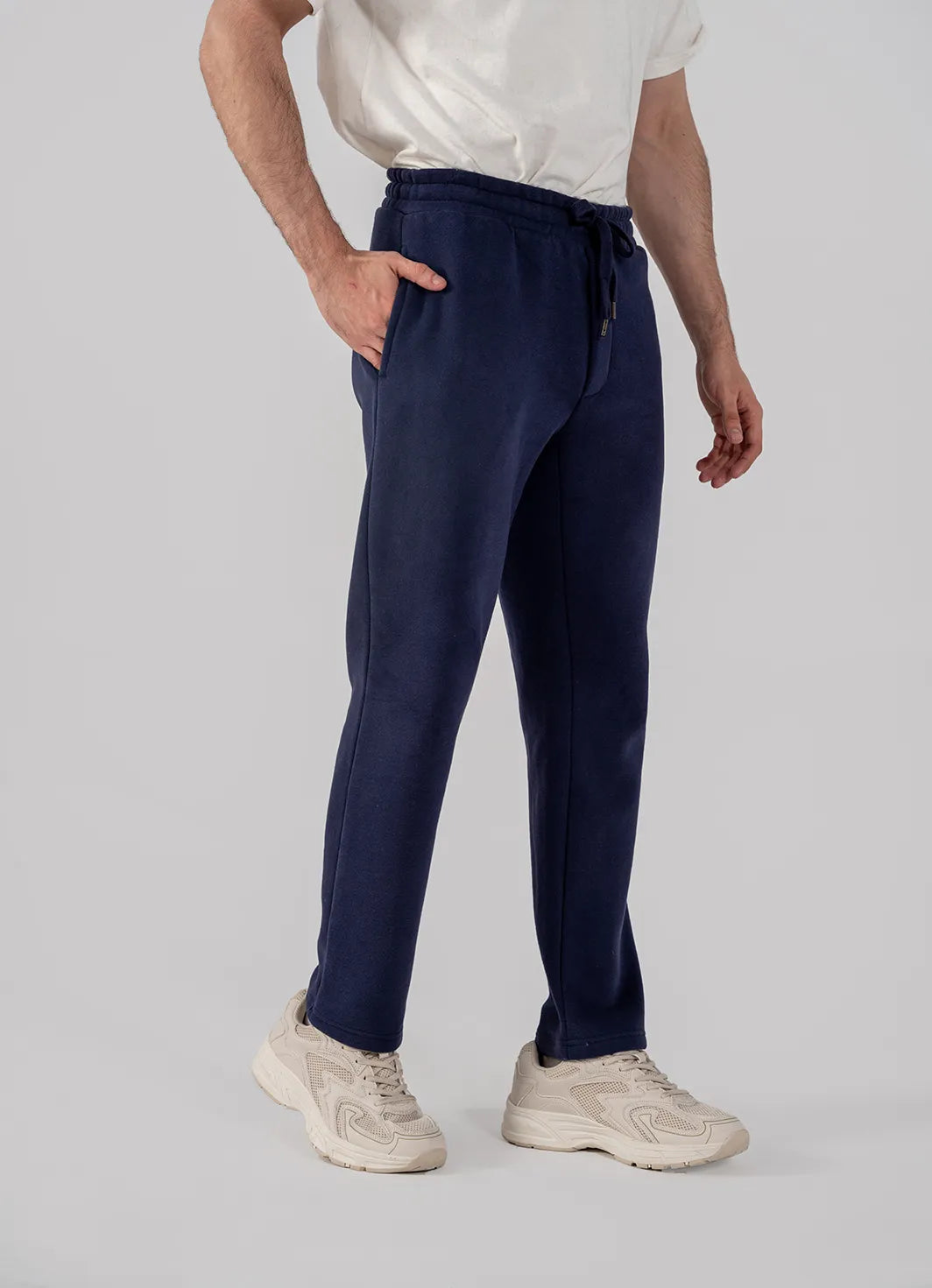 Men's Fleece Straight Cut Trousers (Navy)