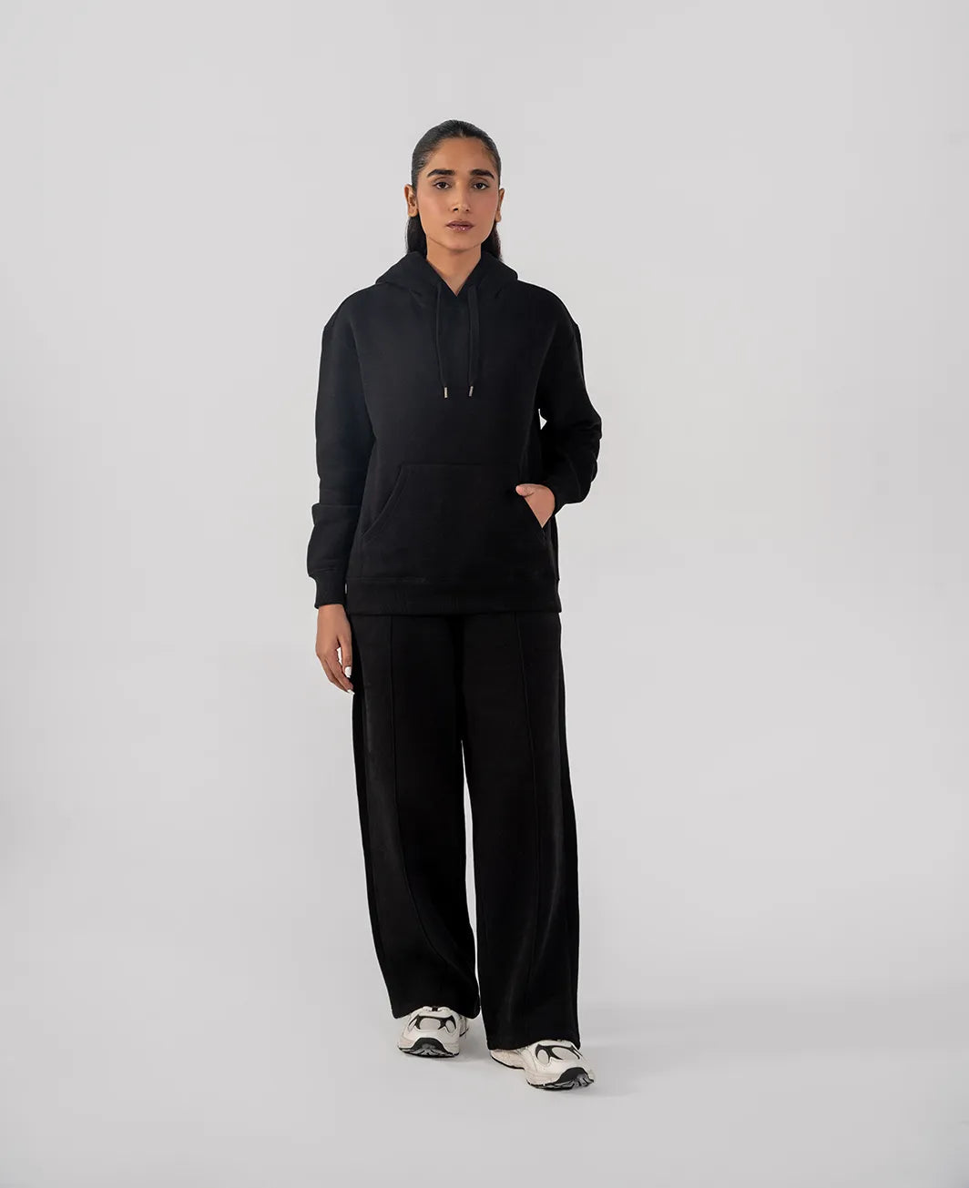 Ladies Fleece Hoodie (Black)