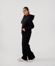 Ladies Fleece Hoodie (Black)