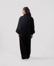 Ladies Collar Zip Jacket (Black)