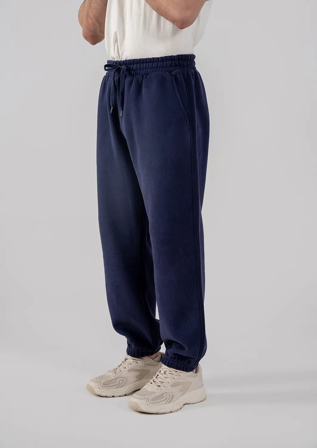 Men's Fleece Elasticated Leg Opening Trousers (Navy)