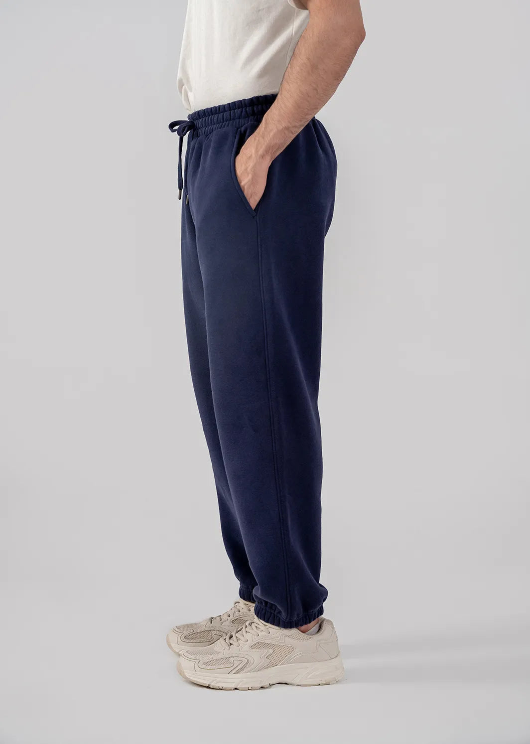 Men's Fleece Elasticated Leg Opening Trousers (Navy)
