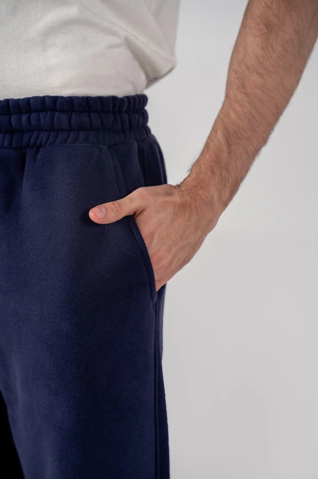 Men's Fleece Elasticated Leg Opening Trousers (Navy)