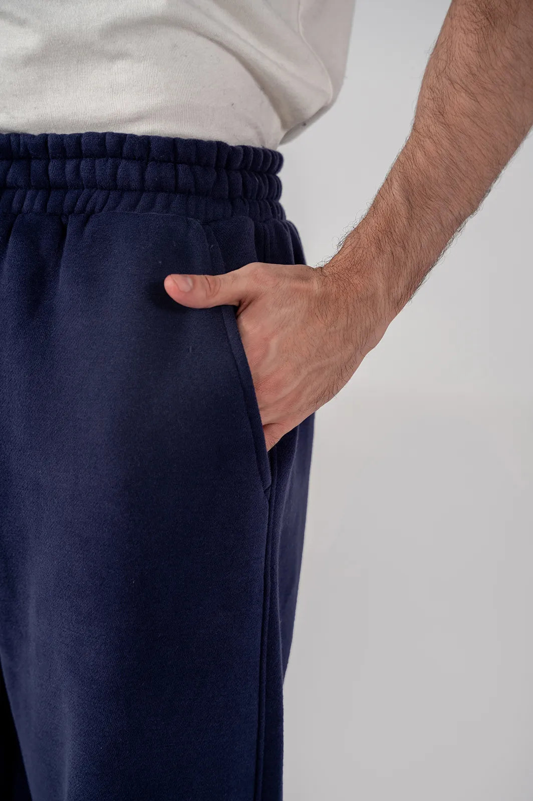 Men's Fleece Elasticated Leg Opening Trousers (Navy)