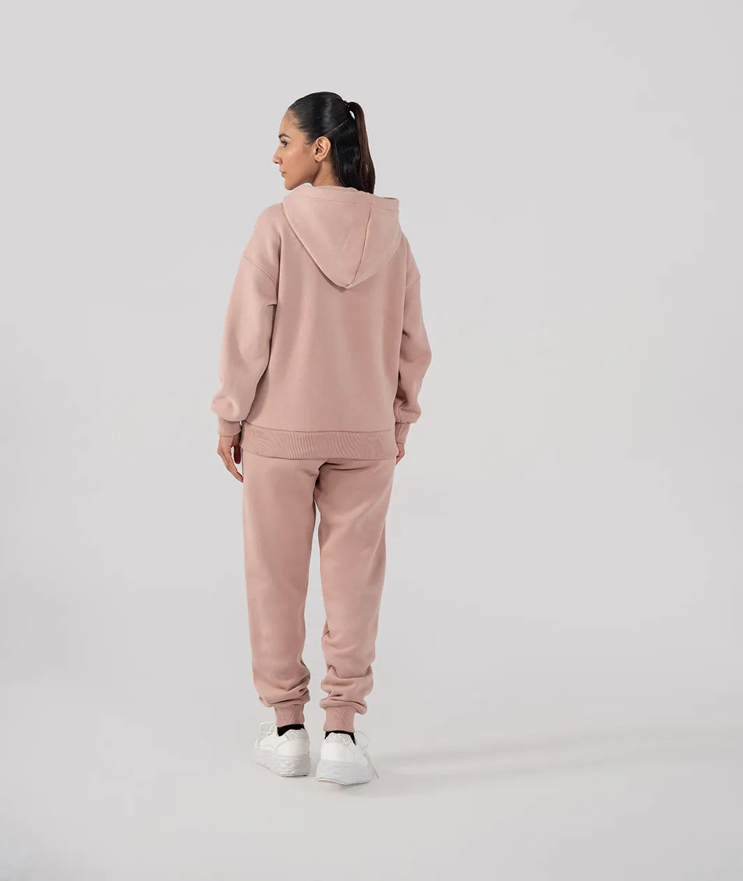 Ladies Fleece Zipper Hoodie (Pastel Pink)