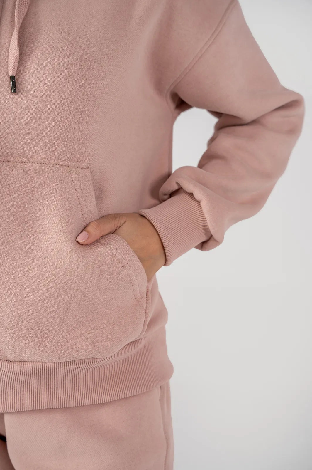 Ladies Fleece Zipper Hoodie (Pastel Pink)