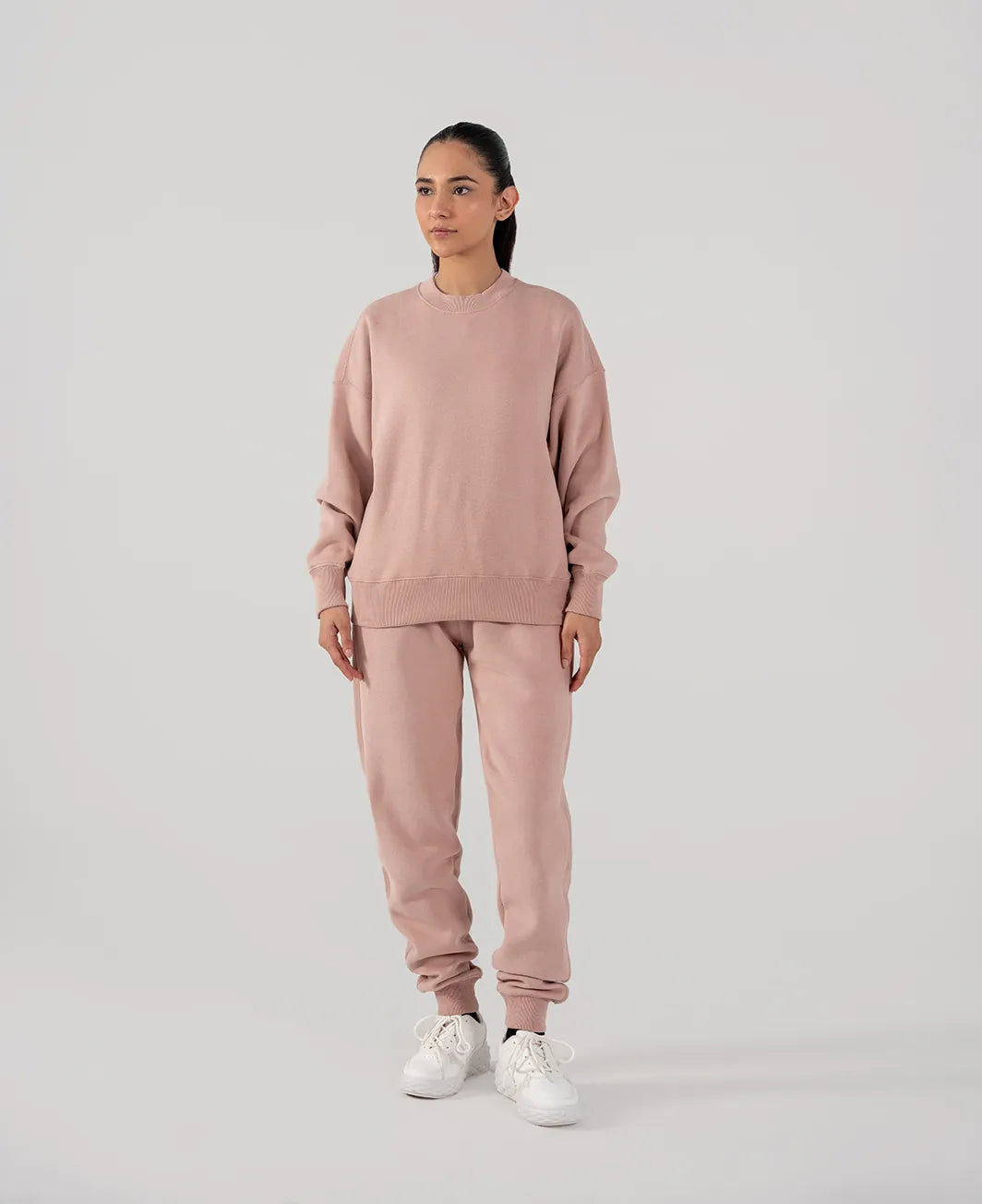 Ladies Fleece Sweatshirt (Pastel Pink)