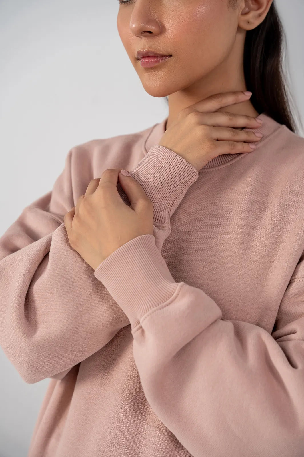 Ladies Fleece Sweatshirt (Pastel Pink)
