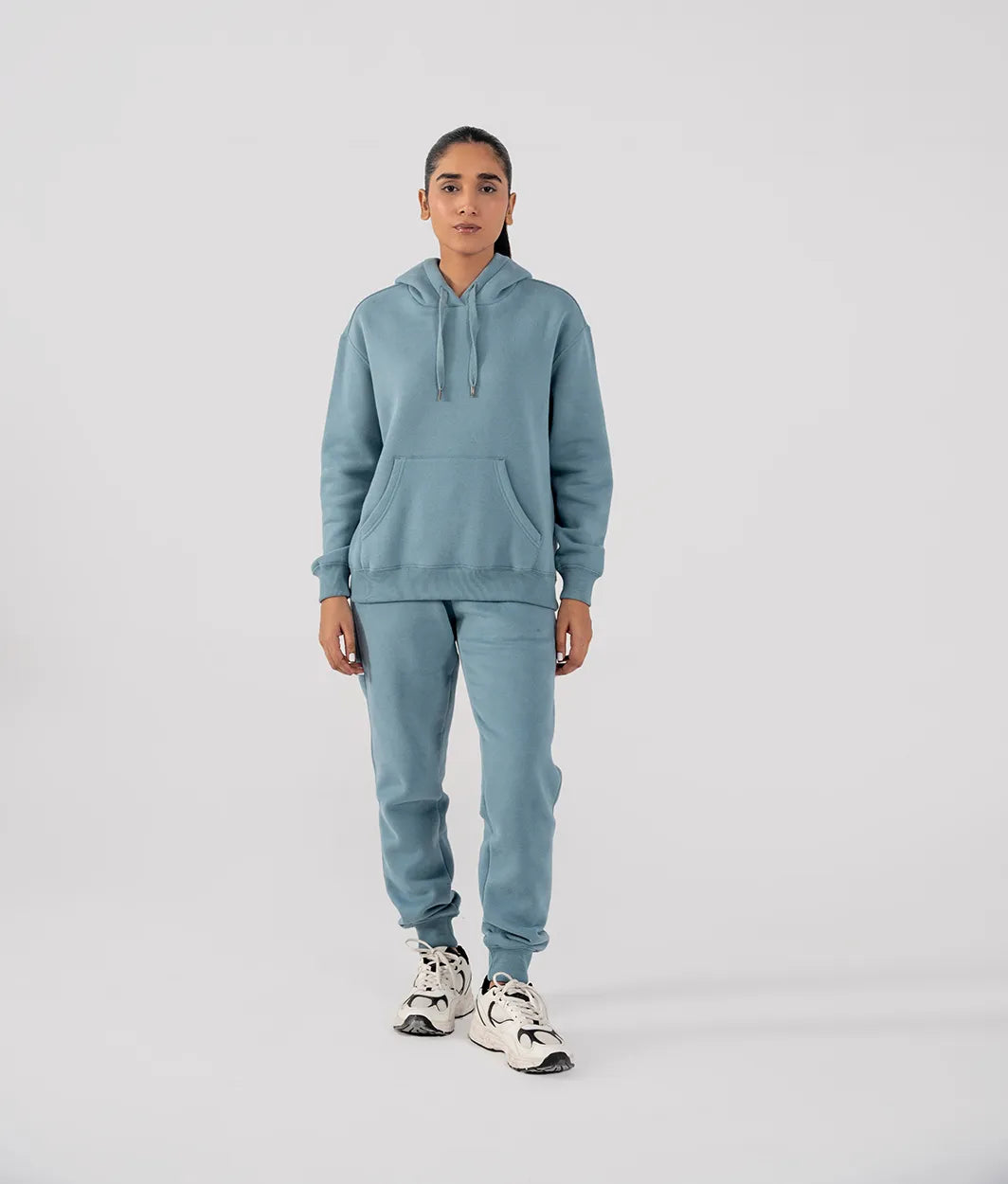 Ladies Fleece Hoodie (Steel Blue)