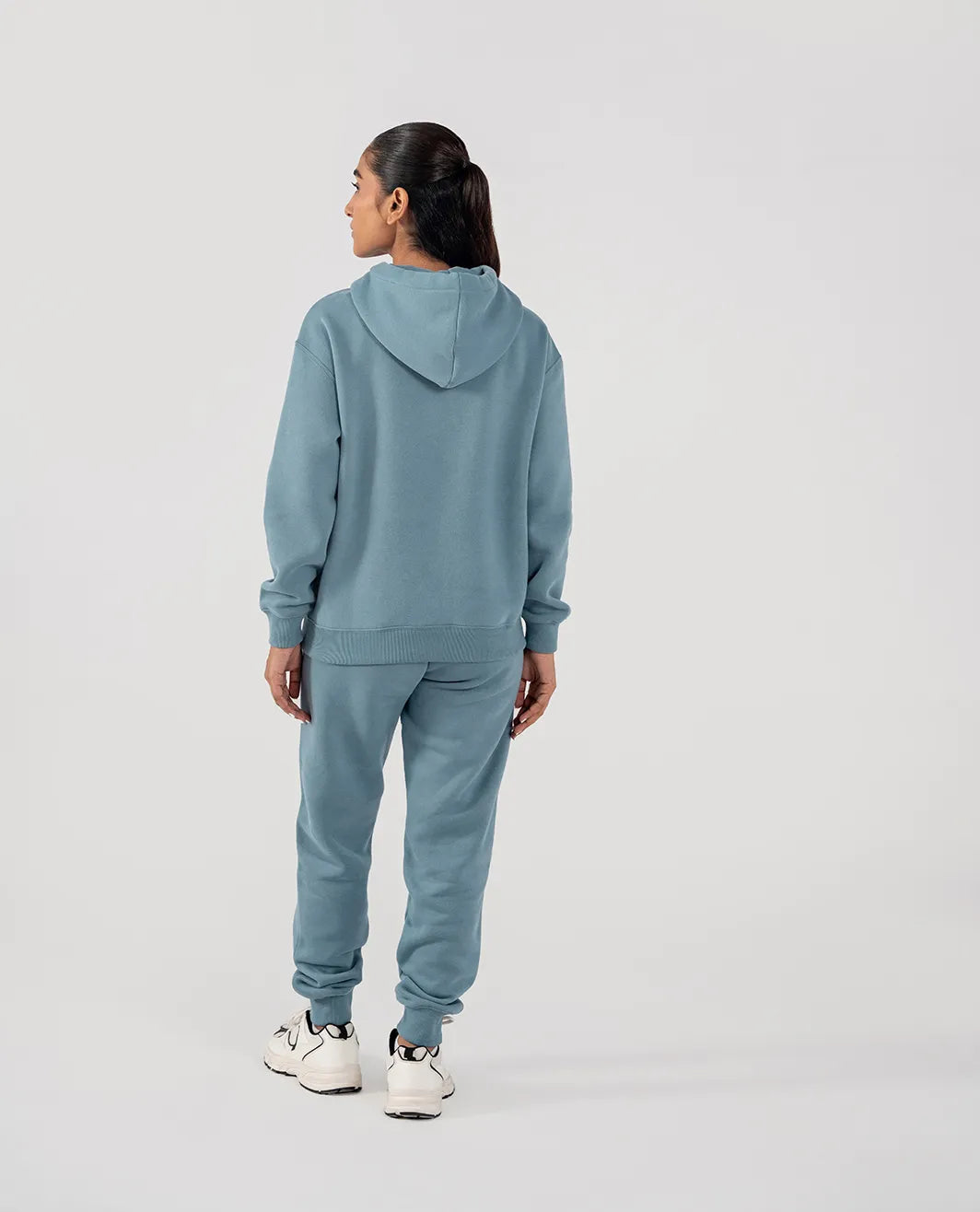 Ladies Fleece Hoodie (Steel Blue)