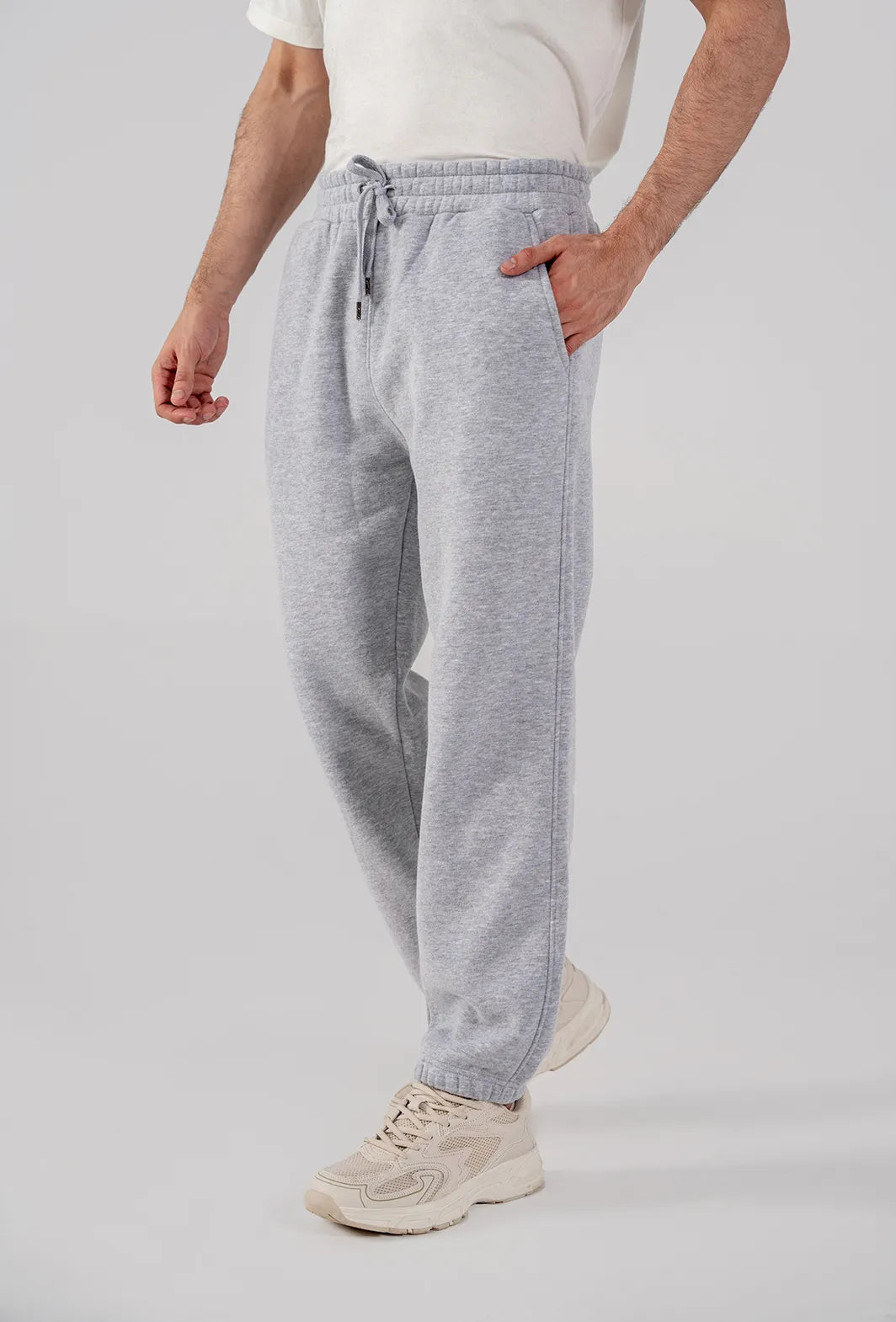 Men's Fleece Elasticated Leg Opening Trousers (Grey Melange)