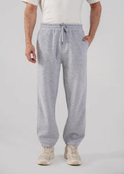 Men's Fleece Elasticated Leg Opening Trousers (Grey Melange)