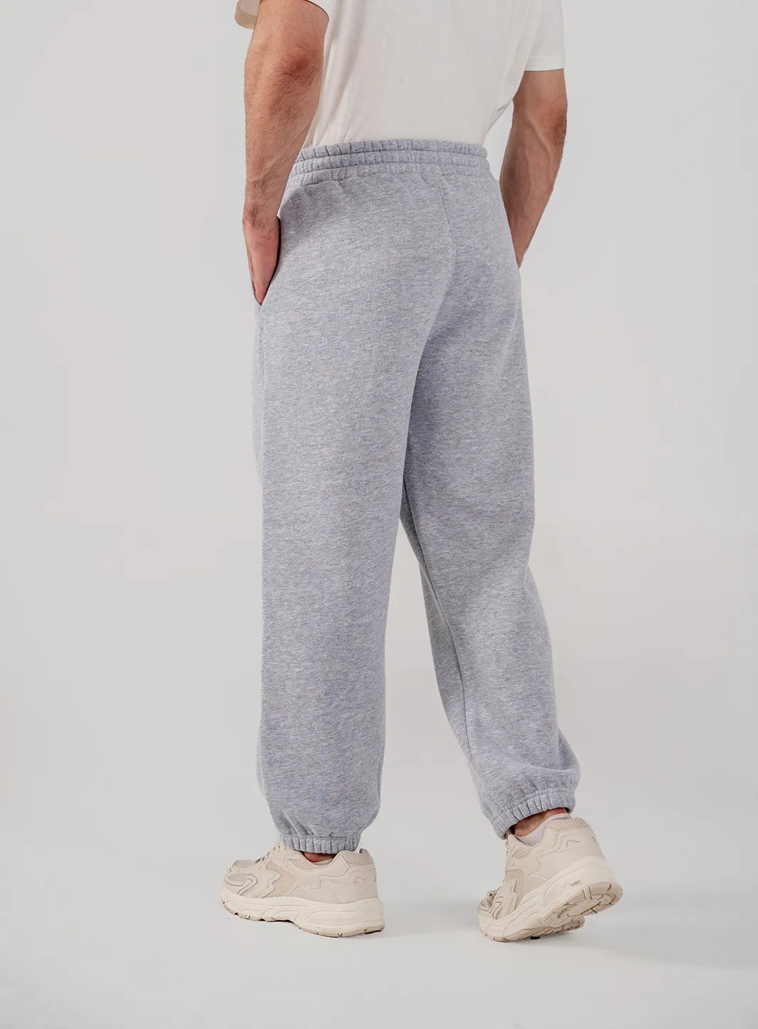 Men's Fleece Elasticated Leg Opening Trousers (Grey Melange)