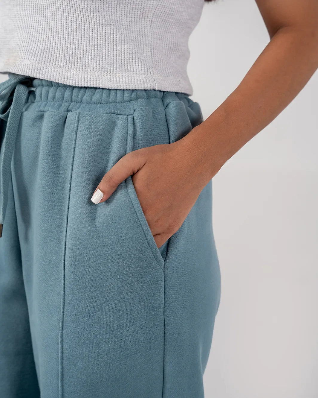 Ladies Fleece Straight Leg Trouser (Steel Blue)