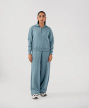 Ladies Fleece Half Zipper (Steel Blue)