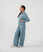 Ladies Fleece Half Zipper (Steel Blue)