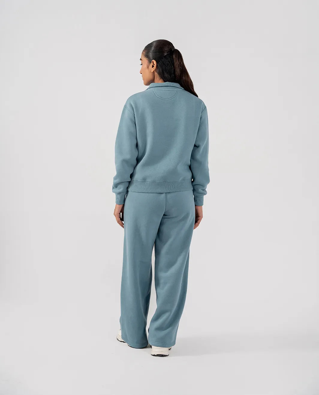 Ladies Fleece Half Zipper (Steel Blue)
