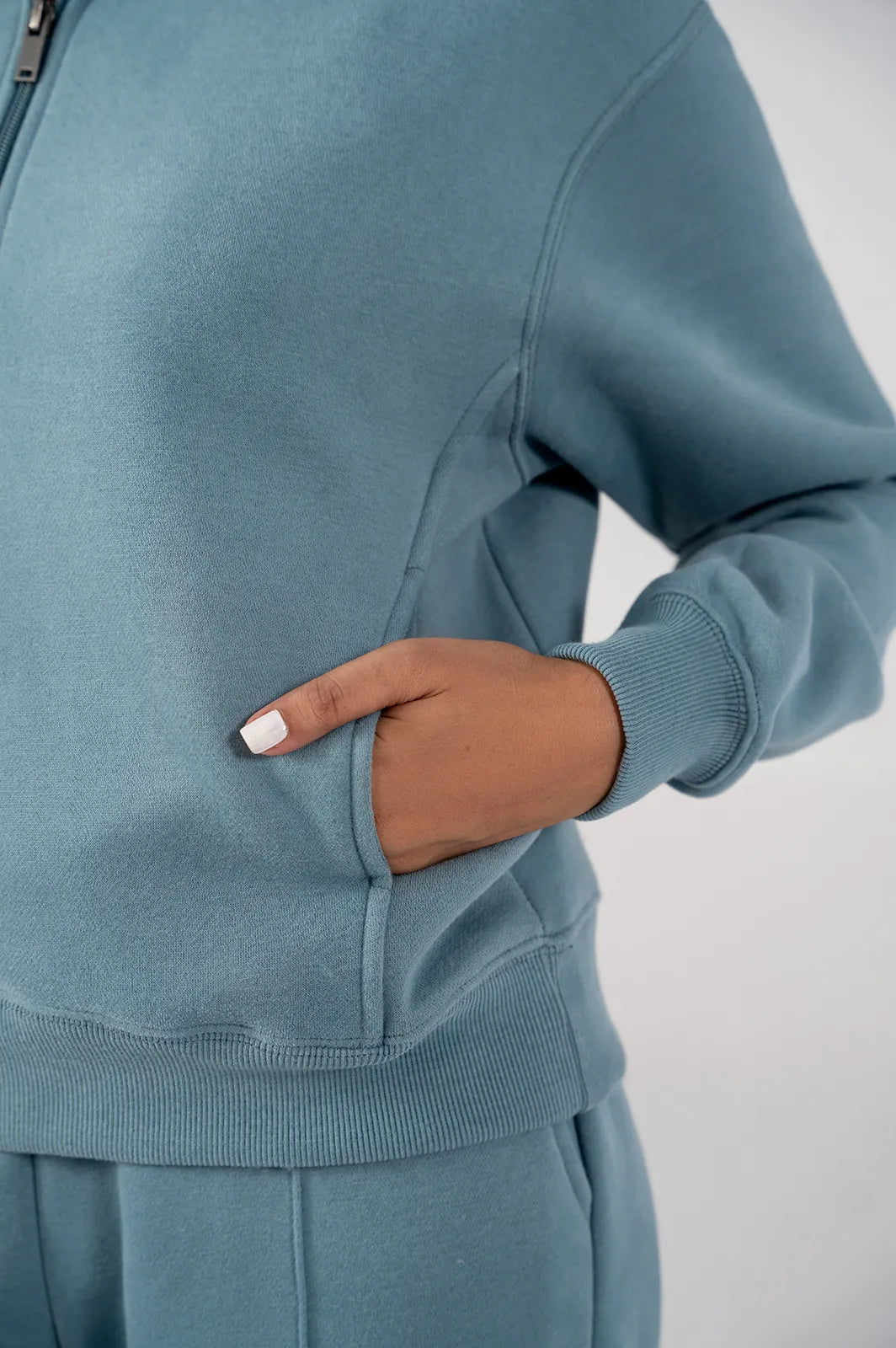 Ladies Fleece Half Zipper (Steel Blue)